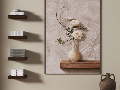  复古，中古，轻奢，侘寂，肌理，抽象，装饰画3d模型 