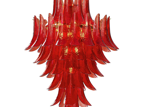  现代轻奢红色玻璃装饰吊灯3d模型 