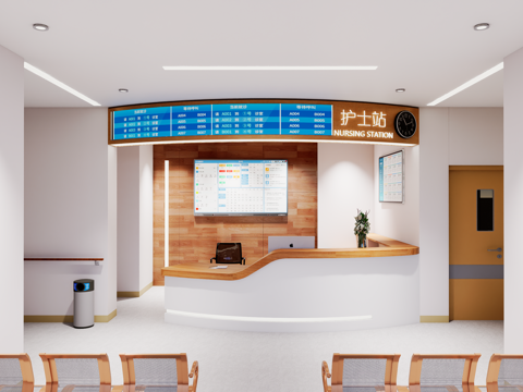 0060护士站 医院前台 咨询台 接待台su模型
