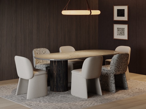  现代餐桌椅3d模型 