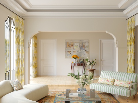  现代客厅3d模型 