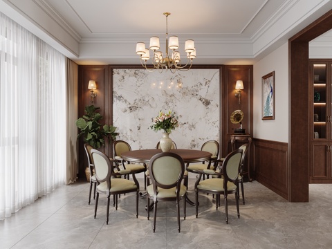  美式餐厅3d模型 