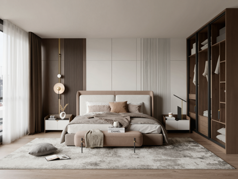  现代卧室su模型 