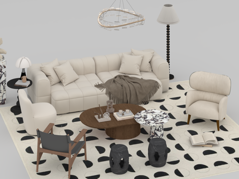  茶桌组合3d模型 