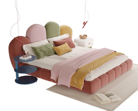  现代儿童床 儿童床头柜3d模型 