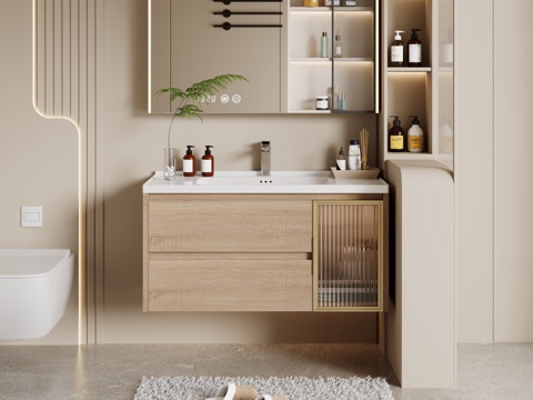  浴室柜 浴室 洗手台 浴室摆件3d模型 