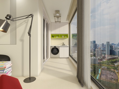  多巴胺阳台 包豪斯阳台 生活阳台 家居阳台3d模型 