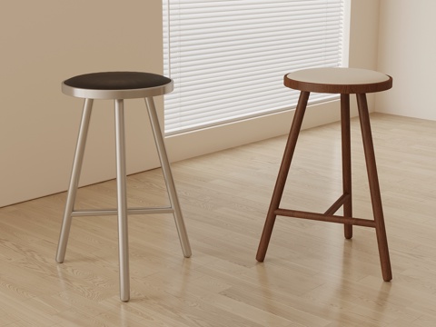 现代中古风吧凳 高凳su模型