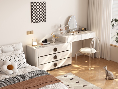  现代卧室 梳妆台3d模型 