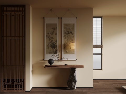  新中式条案3d模型 