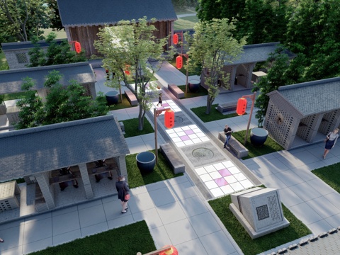 中式景观公园 贡院游园 历史文化馆 展览馆 科举 研学su模型