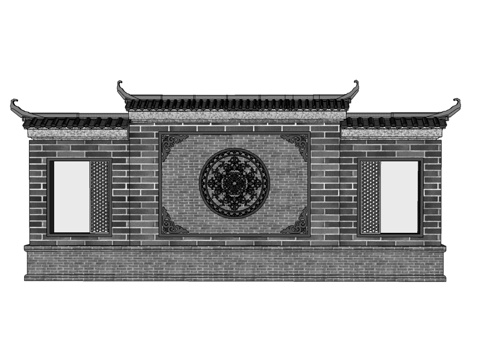 古建照壁、影墙su模型