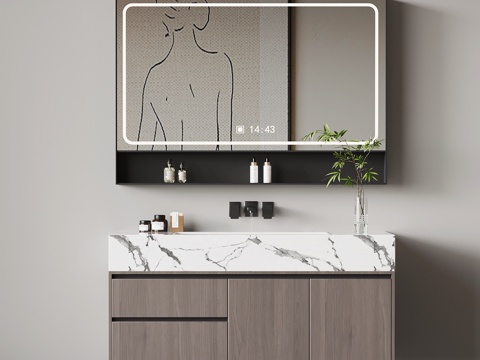  现代意式浴室柜 洗手台3d模型 