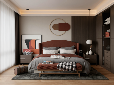  现代卧室su模型 