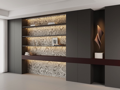  现代书柜3d模型 