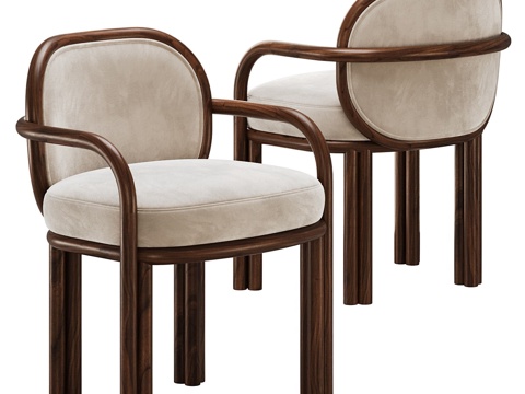  新中式木质单椅3d模型 