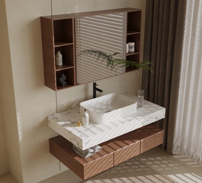 中古风浴室柜su模型