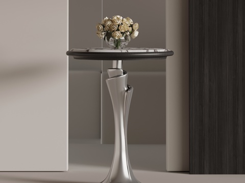  现代意式边几 大理石圆几3d模型 