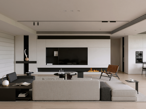 现代简约客厅su模型