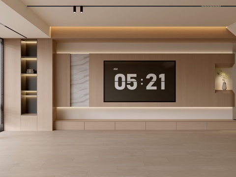 现代客厅 奶油客厅 电视背景墙 客厅背景 奶油风背景墙su模型