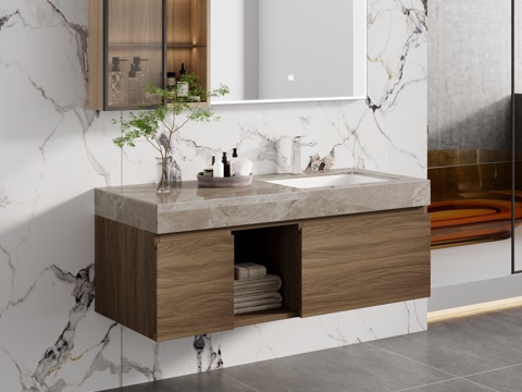  浴室柜 浴室 洗手台 浴室摆件3d模型 