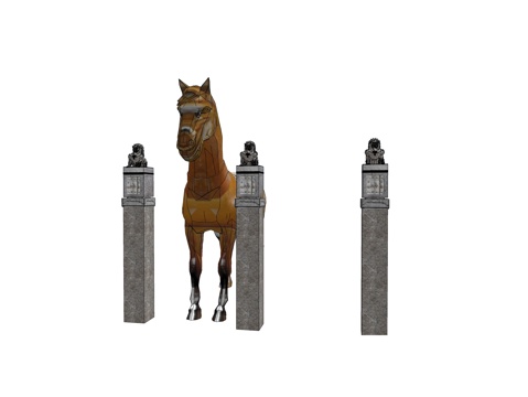 古建门口拴马石su模型