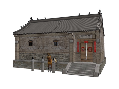 古建一条街  沿街古建房子su模型