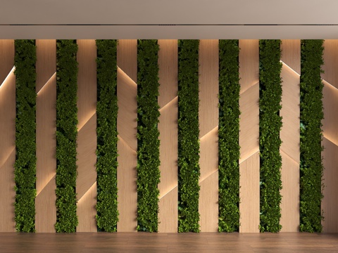  现代实木背景墙 植物墙 植物背景墙 绿植背景墙 客厅背景墙3d模型 
