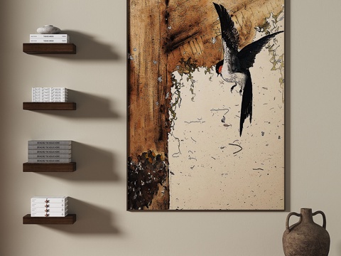  中古，复古，轻奢，侘寂，装饰画3d模型 