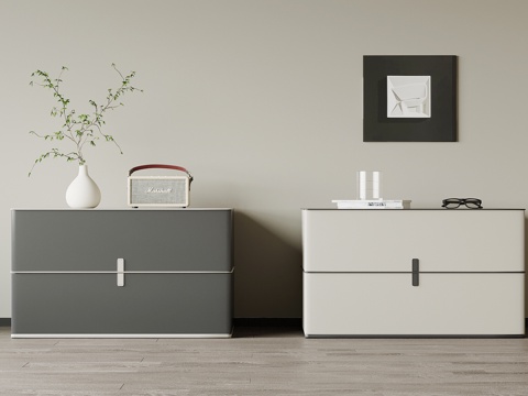 现代床头柜 极简床头柜su模型