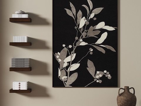  中古，复古，轻奢，侘寂，装饰画3d模型 