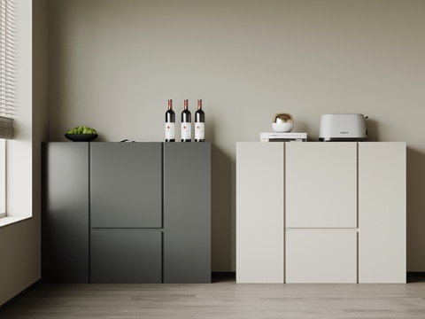 现代餐边柜 边柜su模型