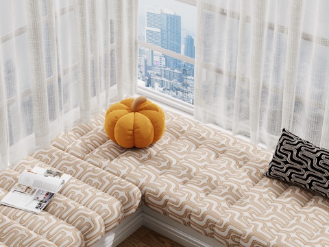  飘窗垫 卧室 飘窗垫  摆件3d模型 