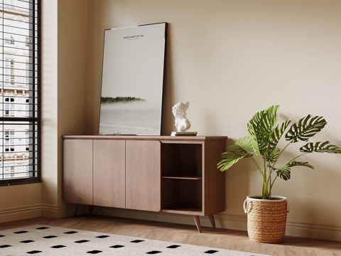 中古风玄关柜 边柜su模型