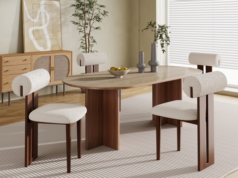  餐厅 餐桌椅组合 岩板餐桌   挂画 装饰品3d模型 