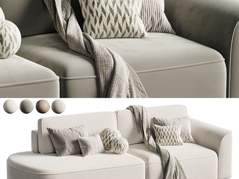  现代奶油风布艺皮革贵妃椅3d模型 