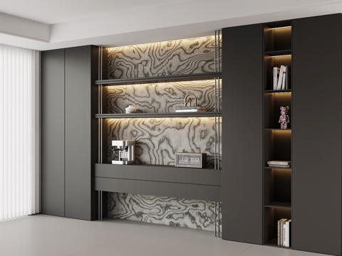  现代餐边柜 酒柜su模型 