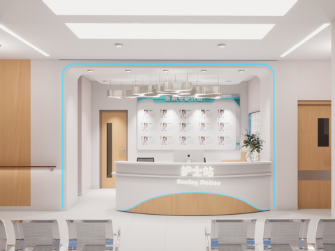 0063护士站 医院前台 咨询台 接待台su模型