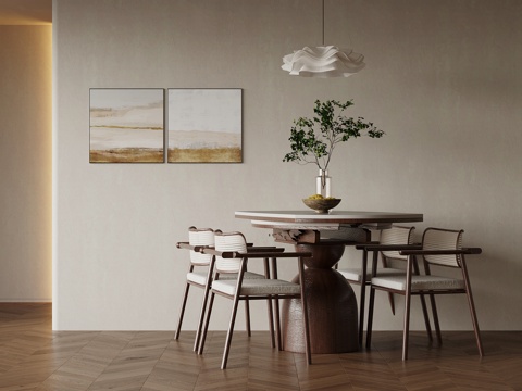  中古风餐桌椅3d模型 