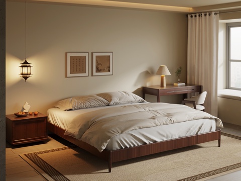 中古风卧室su模型