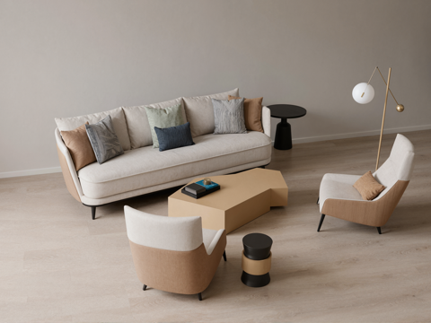 现代沙发组合su模型