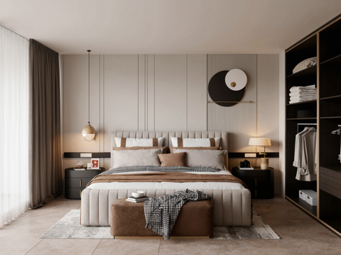  现代卧室su模型 