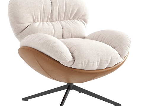  现代意式布艺皮革扶手椅3d模型 