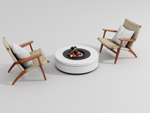  现代休闲椅茶几3d模型 