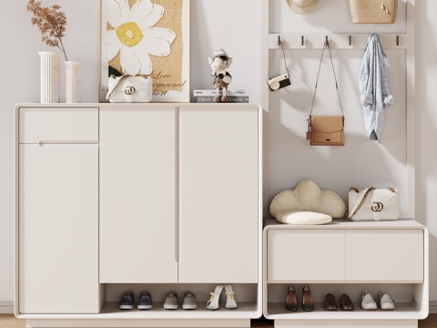  现代鞋柜 组合鞋柜 边柜 入户鞋柜 鞋柜摆件3d模型 