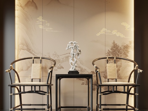  新中式休闲椅3d模型 