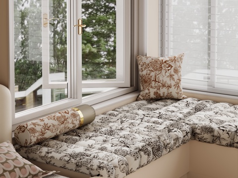  飘窗垫 卧室 飘窗垫  摆件3d模型 