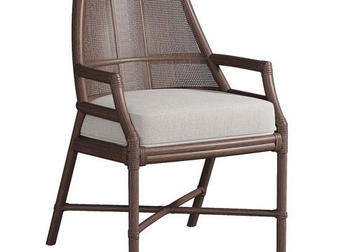  新中式藤编休闲椅3d模型 