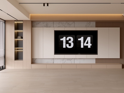 现代客厅 奶油客厅 电视背景墙 客厅背景 奶油风背景墙su模型