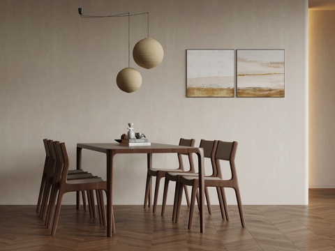  新中式餐桌椅3d模型 